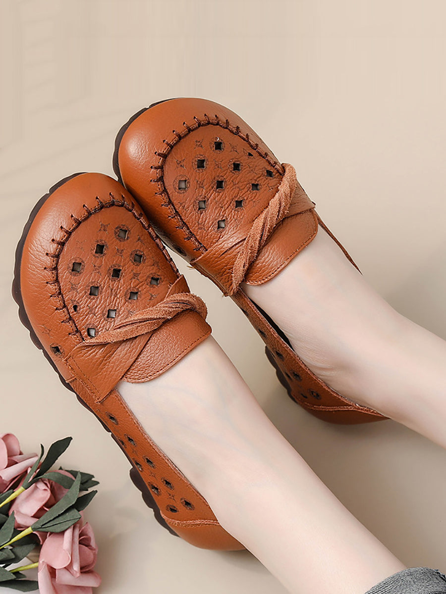 Pamela | Damen Vintage Leder Ausgeschnittene Schuhe