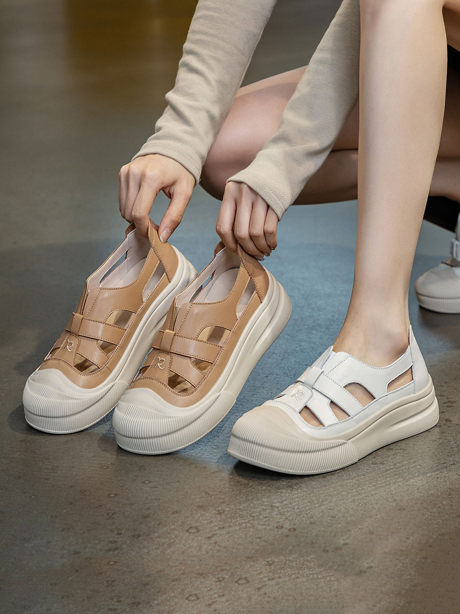 Nicholai | Casual Sommer Leder Sandalen mit Ausgeschnittenem Design