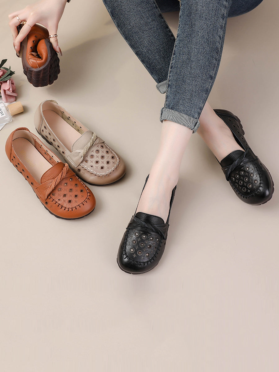 Pamela | Damen Vintage Leder Ausgeschnittene Schuhe