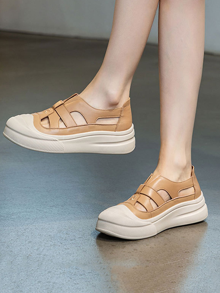 Nicholai | Casual Sommer Leder Sandalen mit Ausgeschnittenem Design