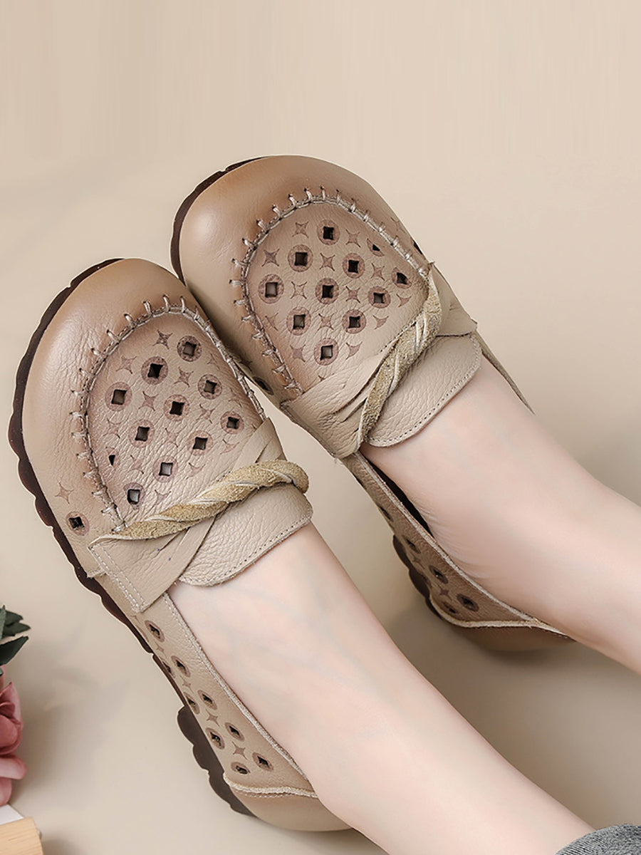 Pamela | Damen Vintage Leder Ausgeschnittene Schuhe