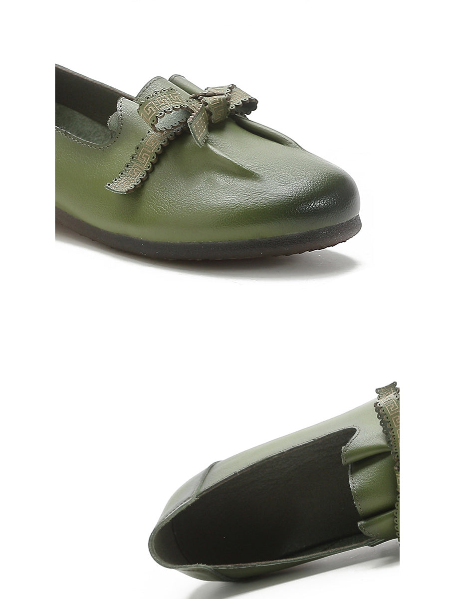 Melinda | Damen Sommer Leder Schuhe mit Schleife und Schlitz