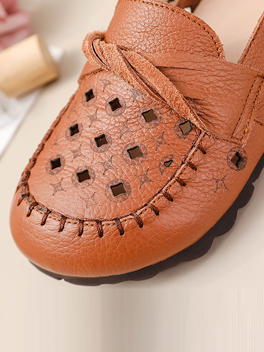 Pamela | Damen Vintage Leder Ausgeschnittene Schuhe