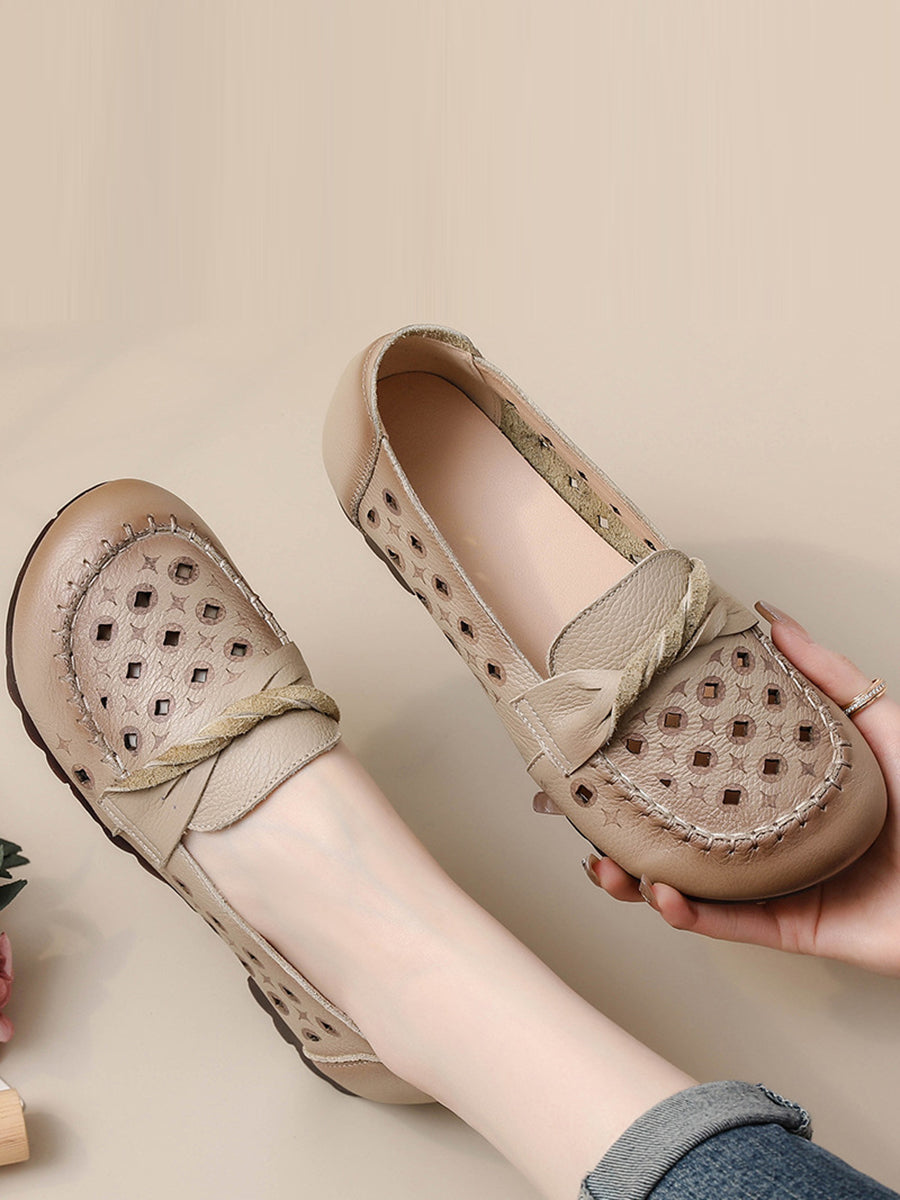 Pamela | Damen Vintage Leder Ausgeschnittene Schuhe