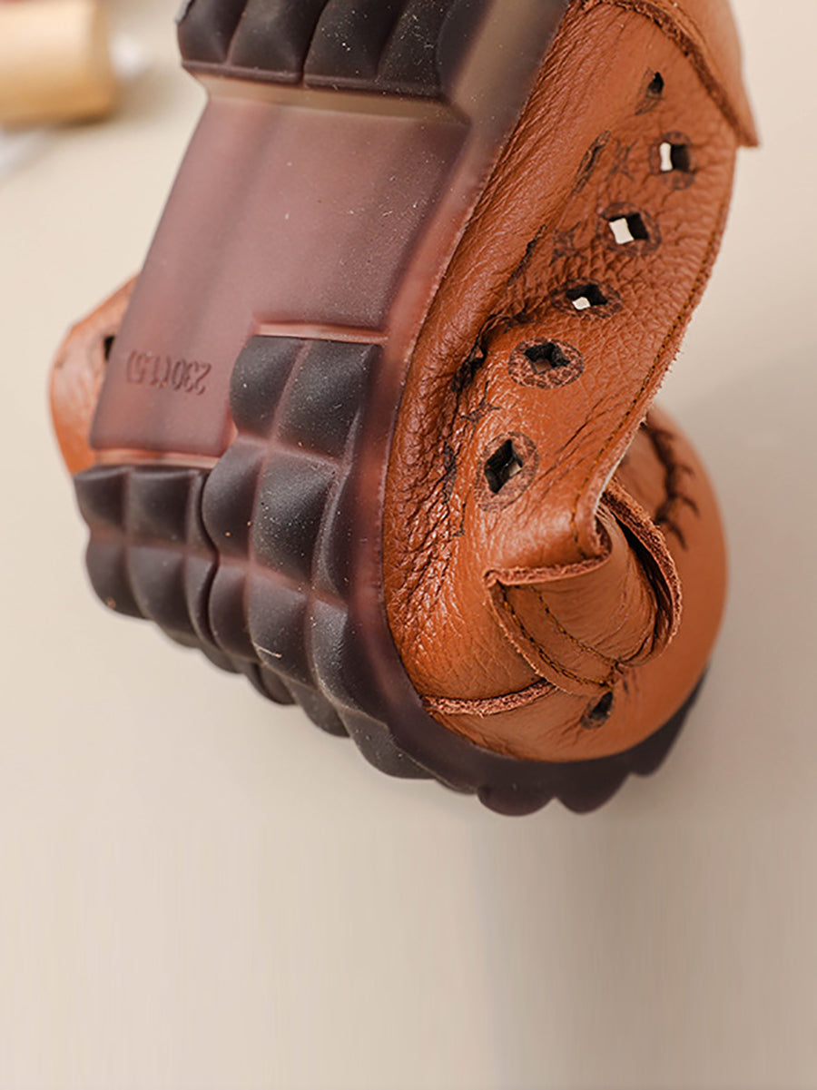 Pamela | Damen Vintage Leder Ausgeschnittene Schuhe