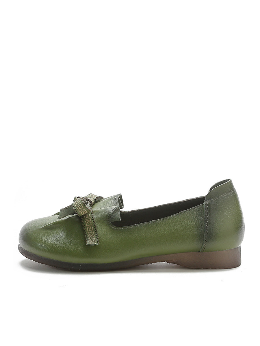 Melinda | Damen Sommer Leder Schuhe mit Schleife und Schlitz