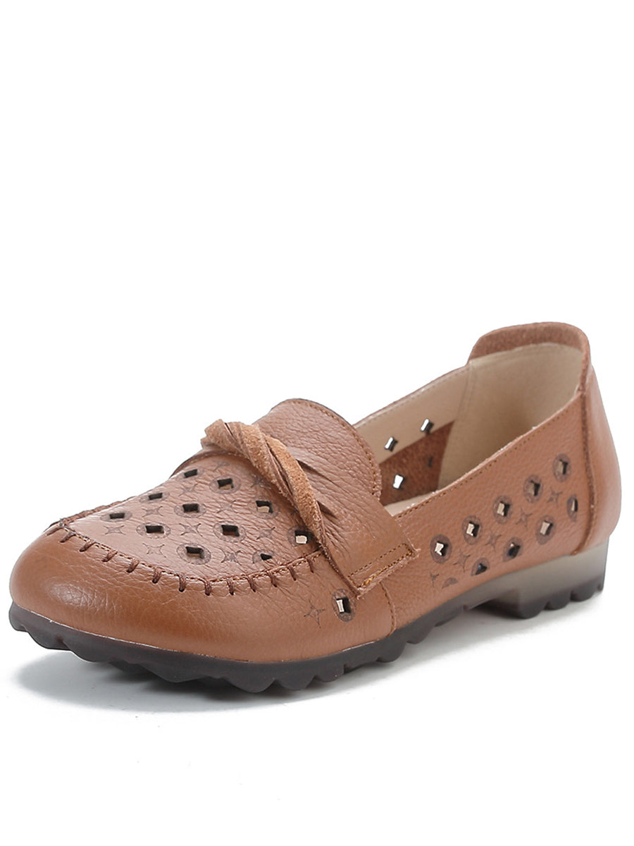 Pamela | Damen Vintage Leder Ausgeschnittene Schuhe
