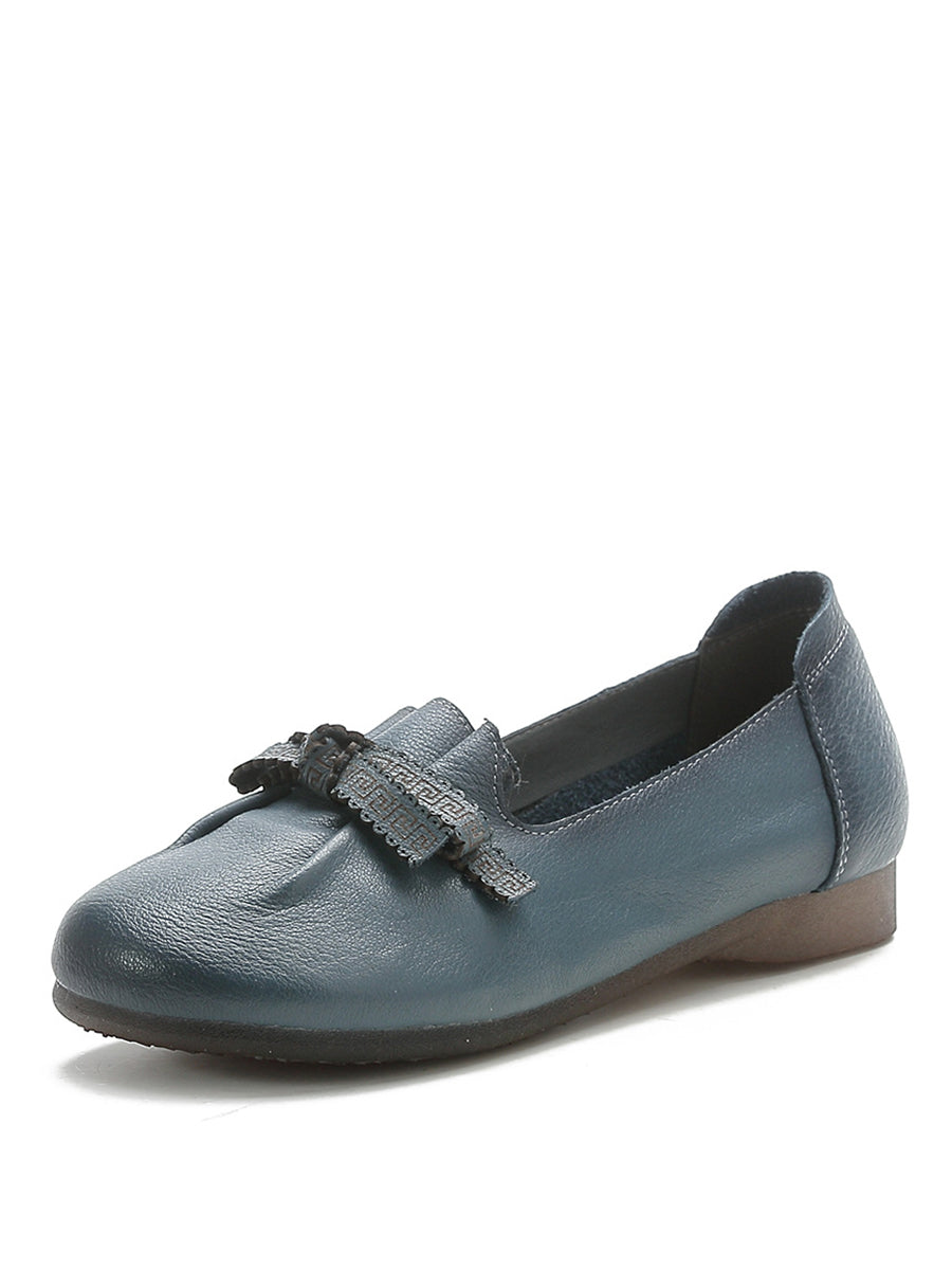 Melinda | Damen Sommer Leder Schuhe mit Schleife und Schlitz