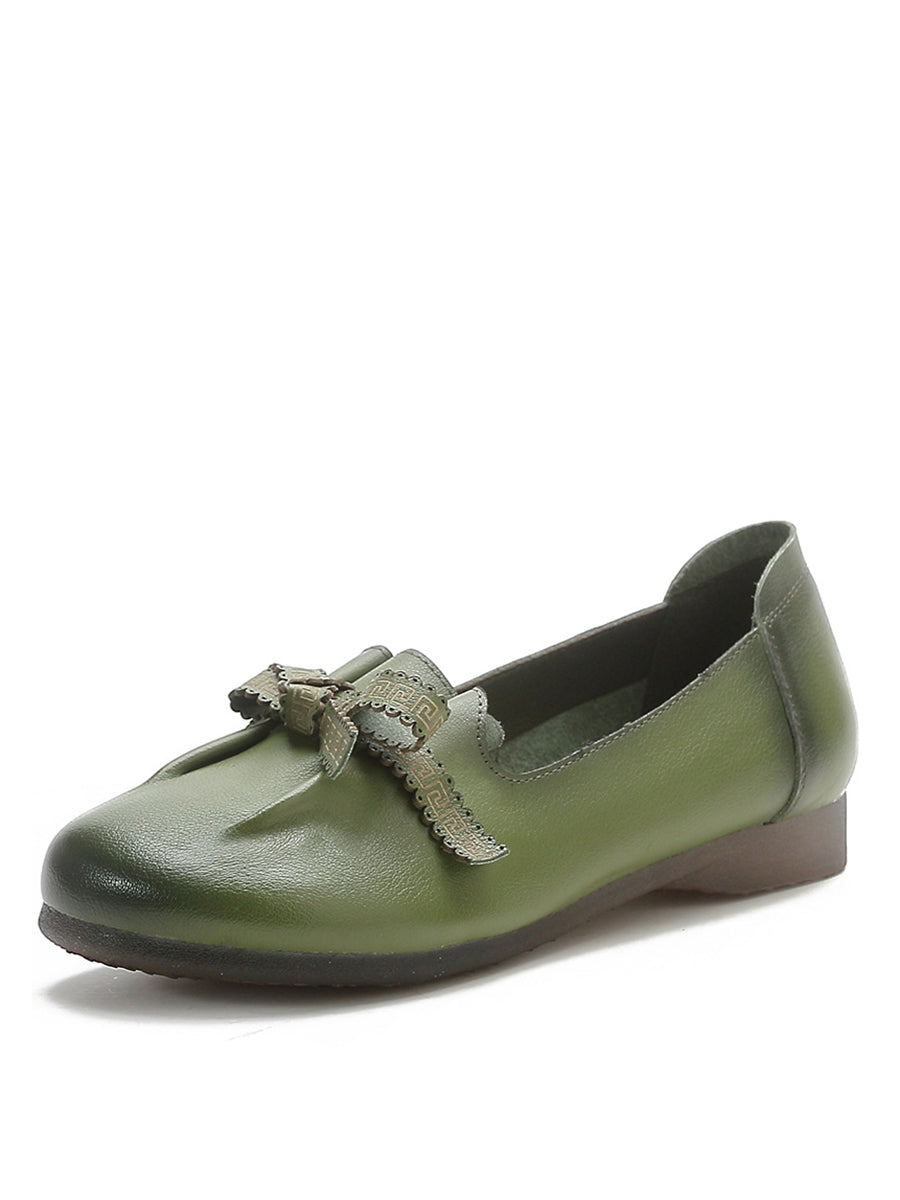 Melinda | Damen Sommer Leder Schuhe mit Schleife und Schlitz