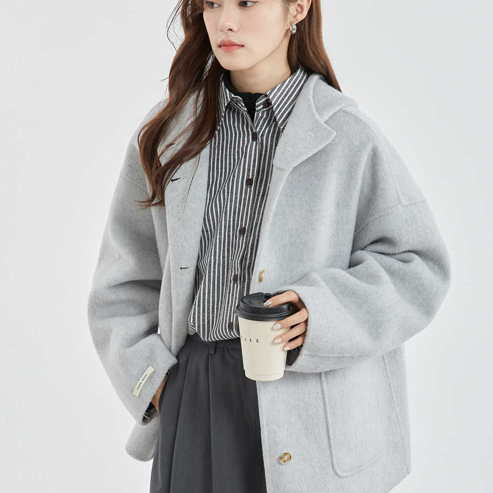 Elai | Wintermantel mit Kapuze aus reversibler Kaschmir für Damen