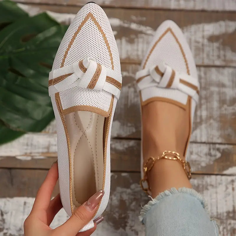 Anwen - Mode spitze Zehe gestrickt Slip On Schuhe
