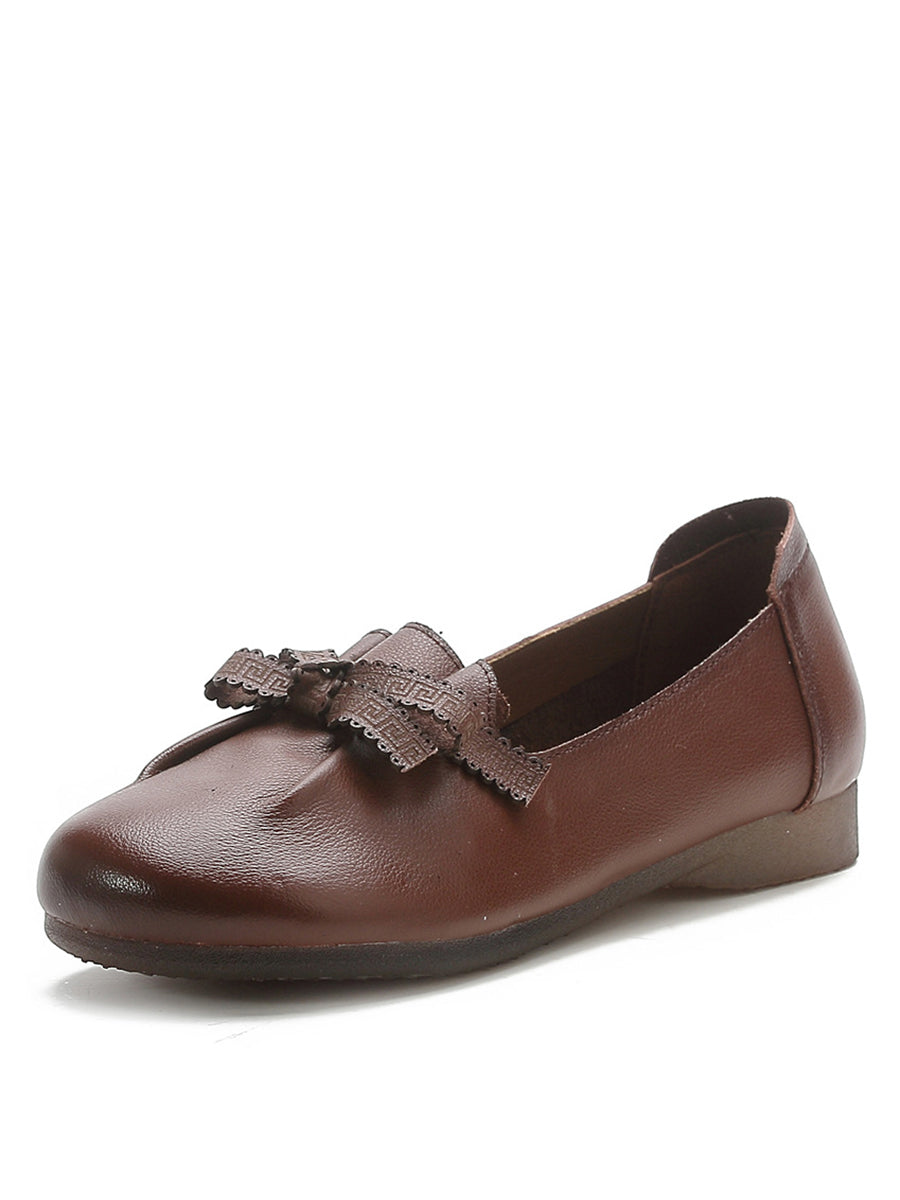 Melinda | Damen Sommer Leder Schuhe mit Schleife und Schlitz