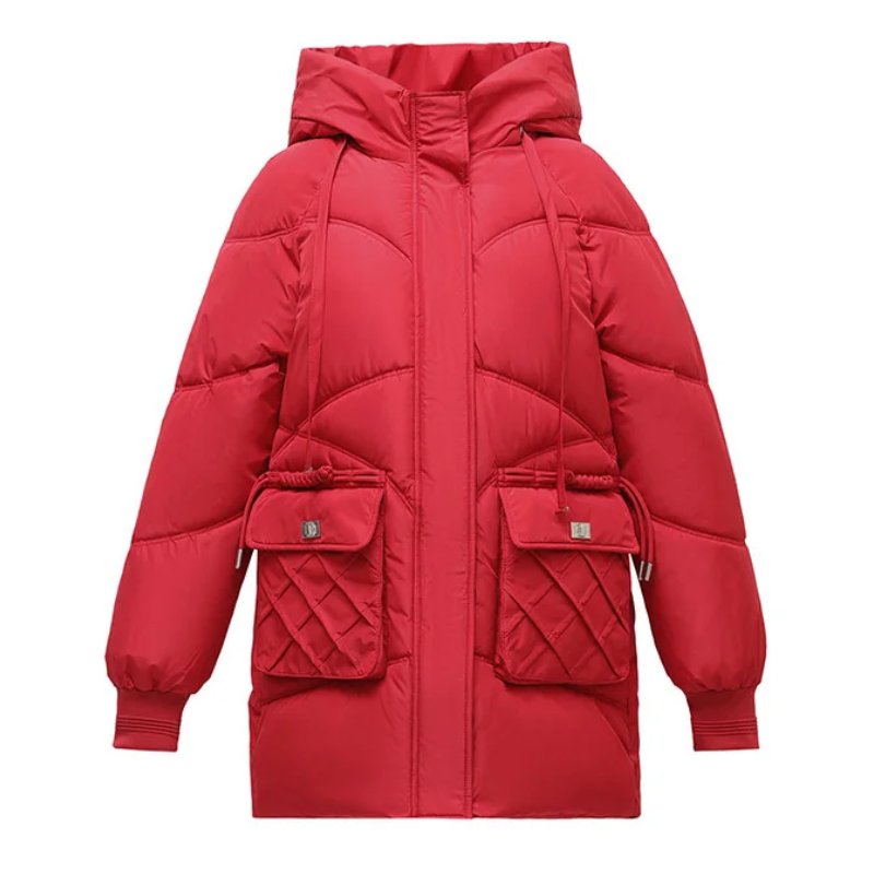 Winomna | Winter Steppmantel für Damen mit Kapuze und großen Taschen