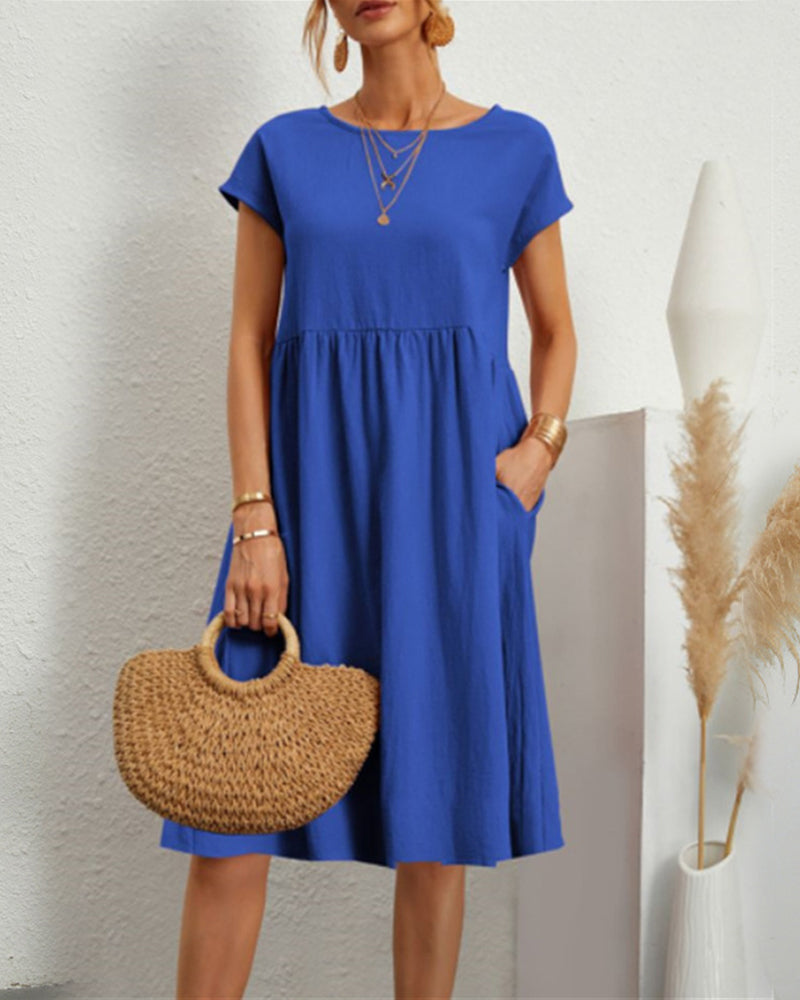 Paulina | Bequemes Midi-Kleid mit Rundhalsausschnitt & Taschen