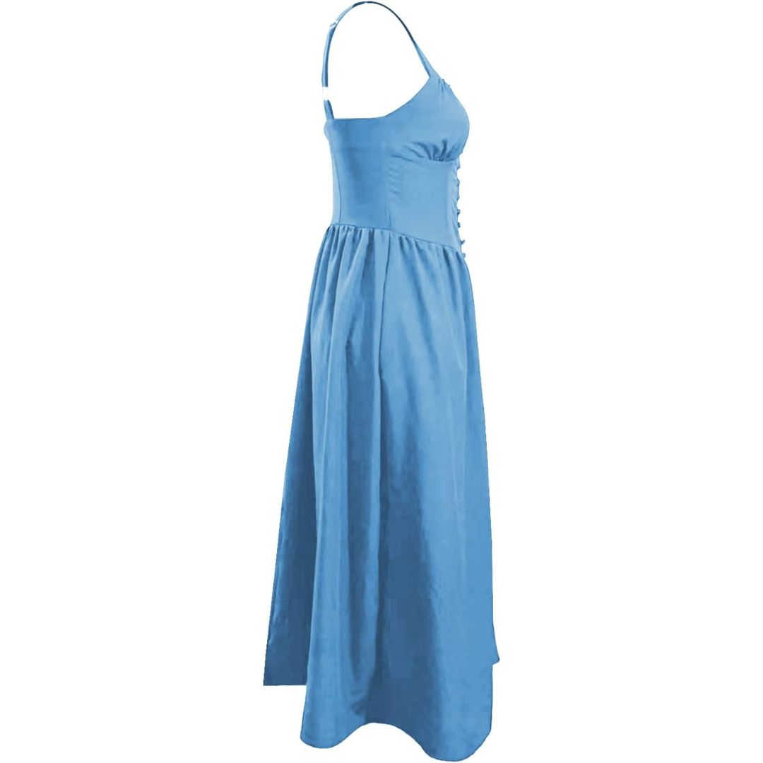 Eya | Schwarzes Midi-Sommerkleid