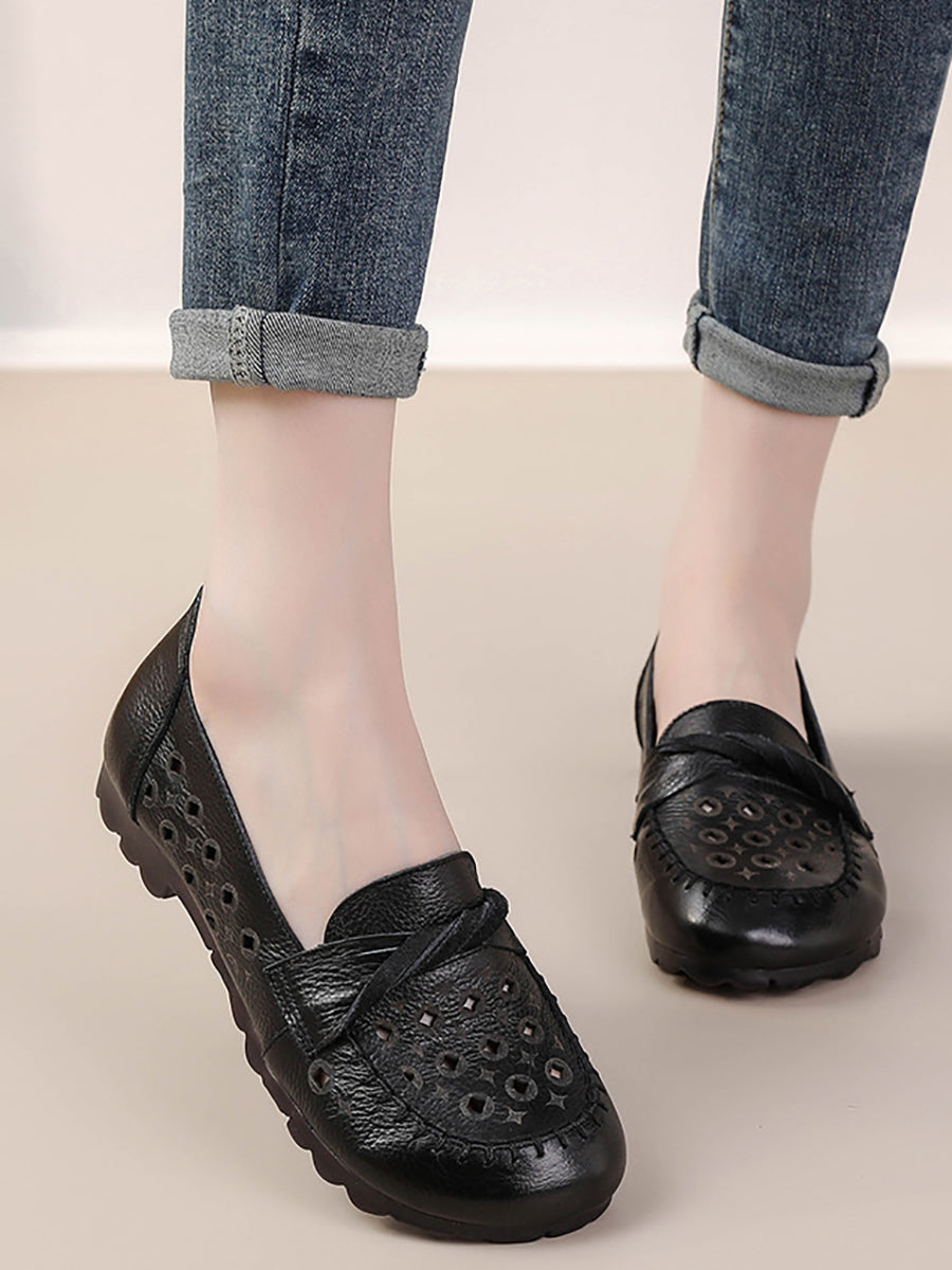 Pamela | Damen Vintage Leder Ausgeschnittene Schuhe