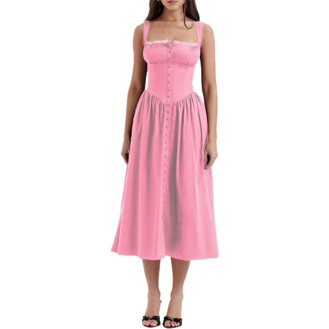 Eya | Schwarzes Midi-Sommerkleid