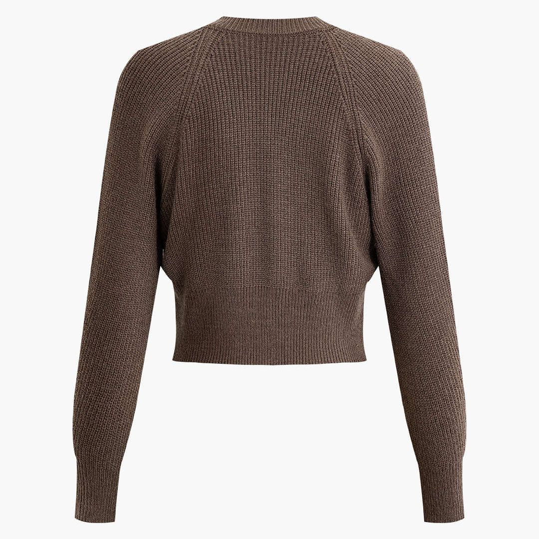 Briane | V-Ausschnitt Rippstrick-Cardigan mit Knopfverschluss