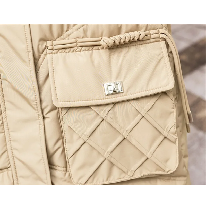 Winomna | Winter Steppmantel für Damen mit Kapuze und großen Taschen