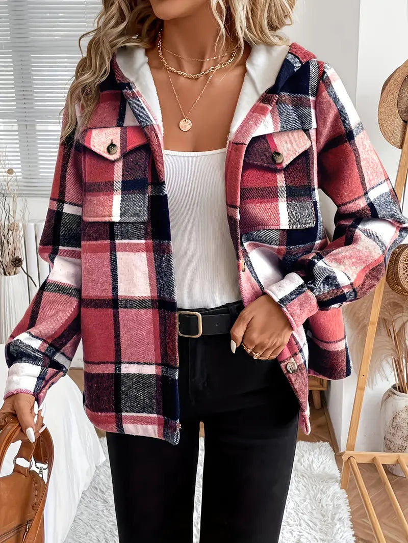 Karo | Kapuzenjacke mit Karomuster und Fleece-Futter