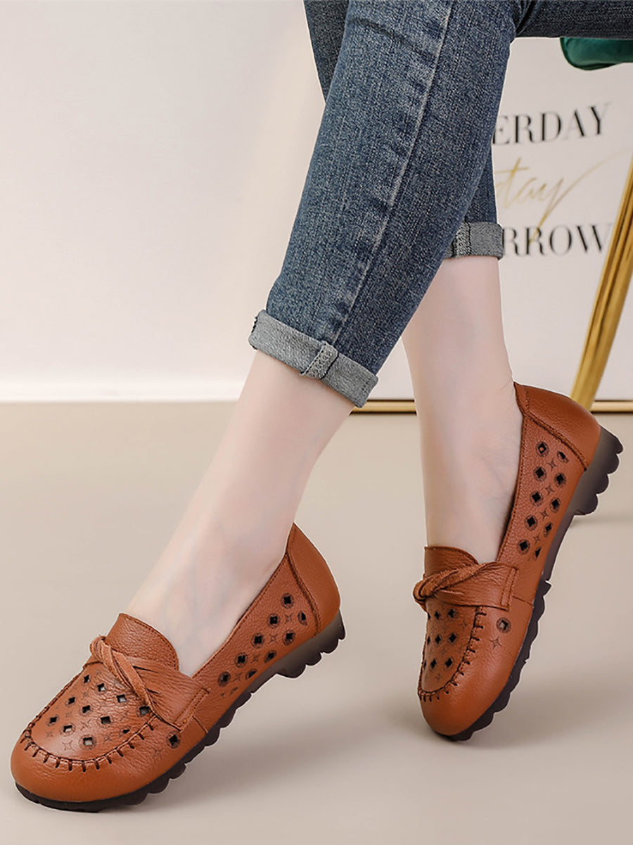 Pamela | Damen Vintage Leder Ausgeschnittene Schuhe