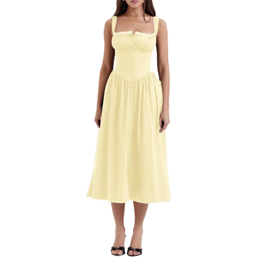 Eya | Schwarzes Midi-Sommerkleid