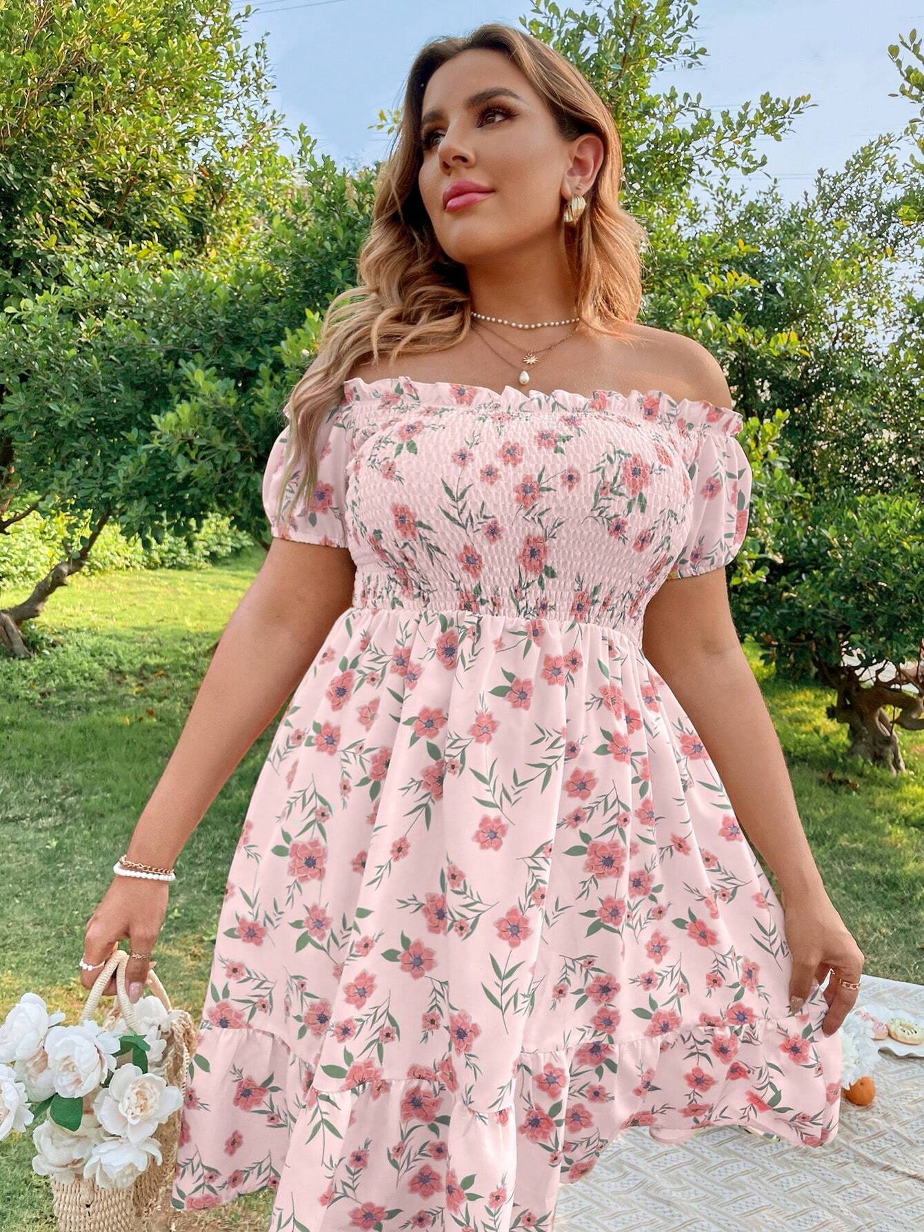 Zoey-Kleid mit Blumenmuster, Rüschen und Volants