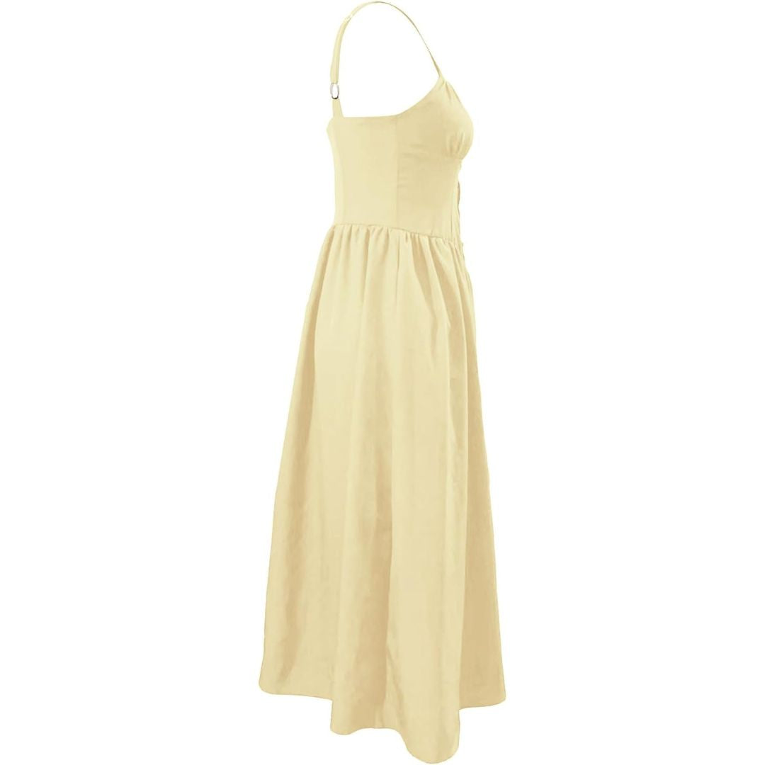 Eya | Schwarzes Midi-Sommerkleid