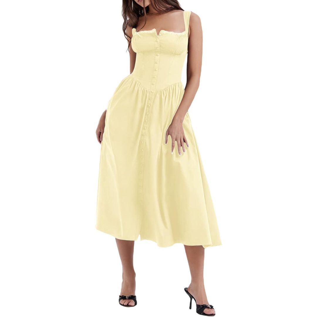 Eya | Schwarzes Midi-Sommerkleid