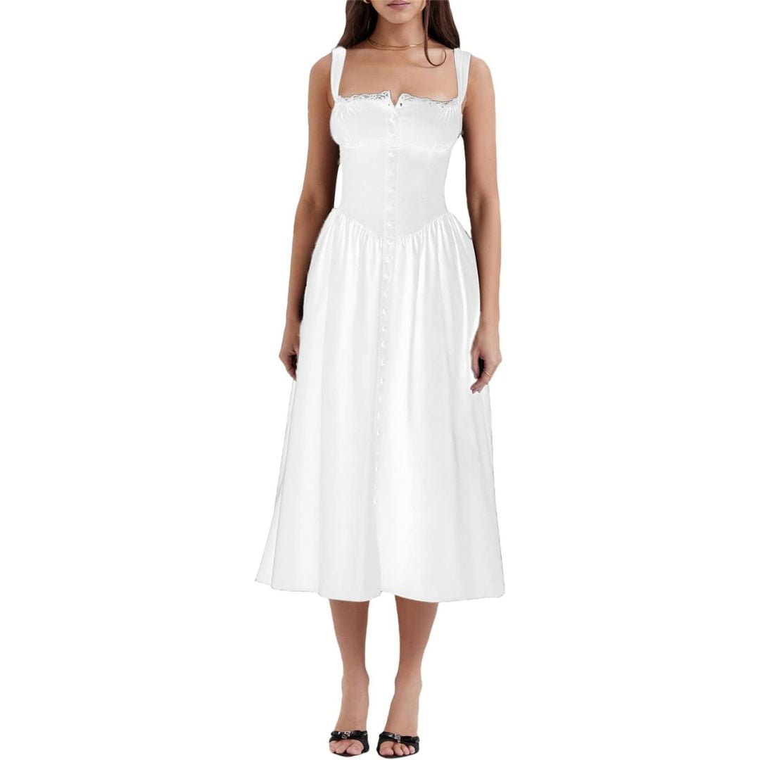 Eya | Schwarzes Midi-Sommerkleid