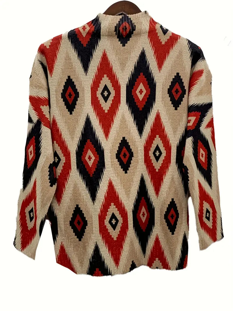 Stepy | Print Stehkragenpullover – Langarm, Lässig