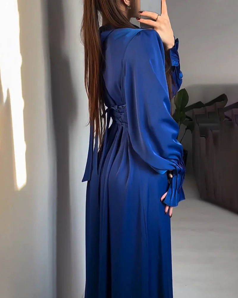 Zenaida | Elegantes Kleid mit Graffiti-Muster und Laternärmeln