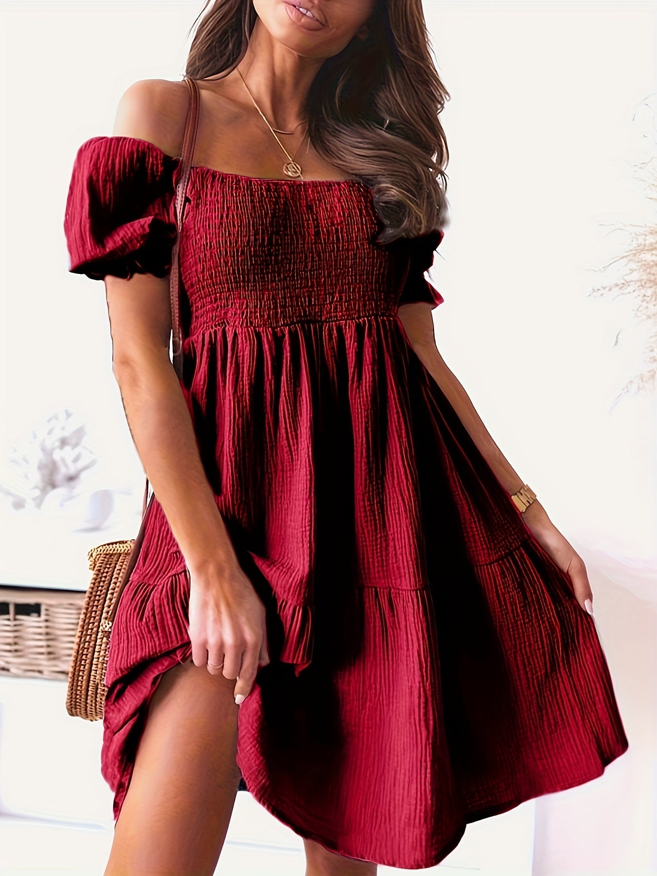 Gwend | Beiges Off-Shoulder Kleid