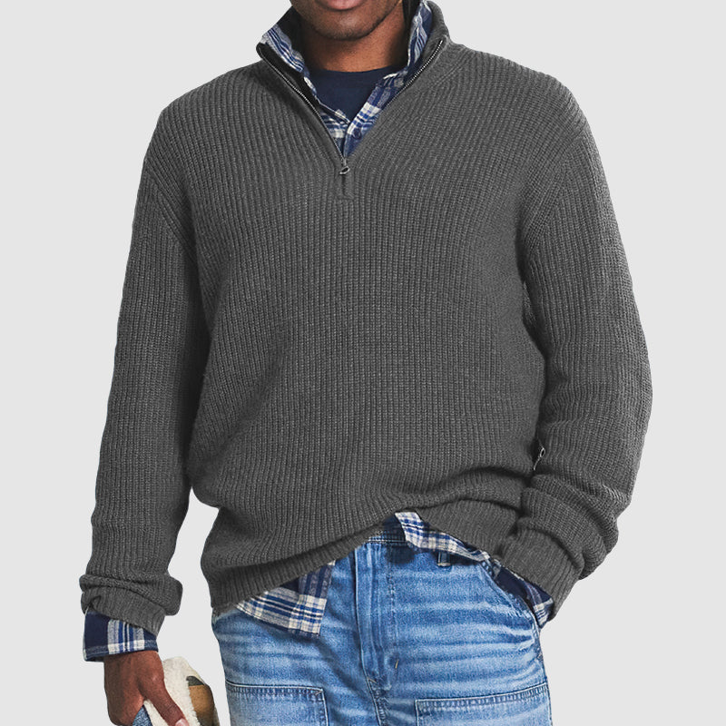 Hystorin | Herren Kaschmir Business Casual Pullover mit Reißverschluss