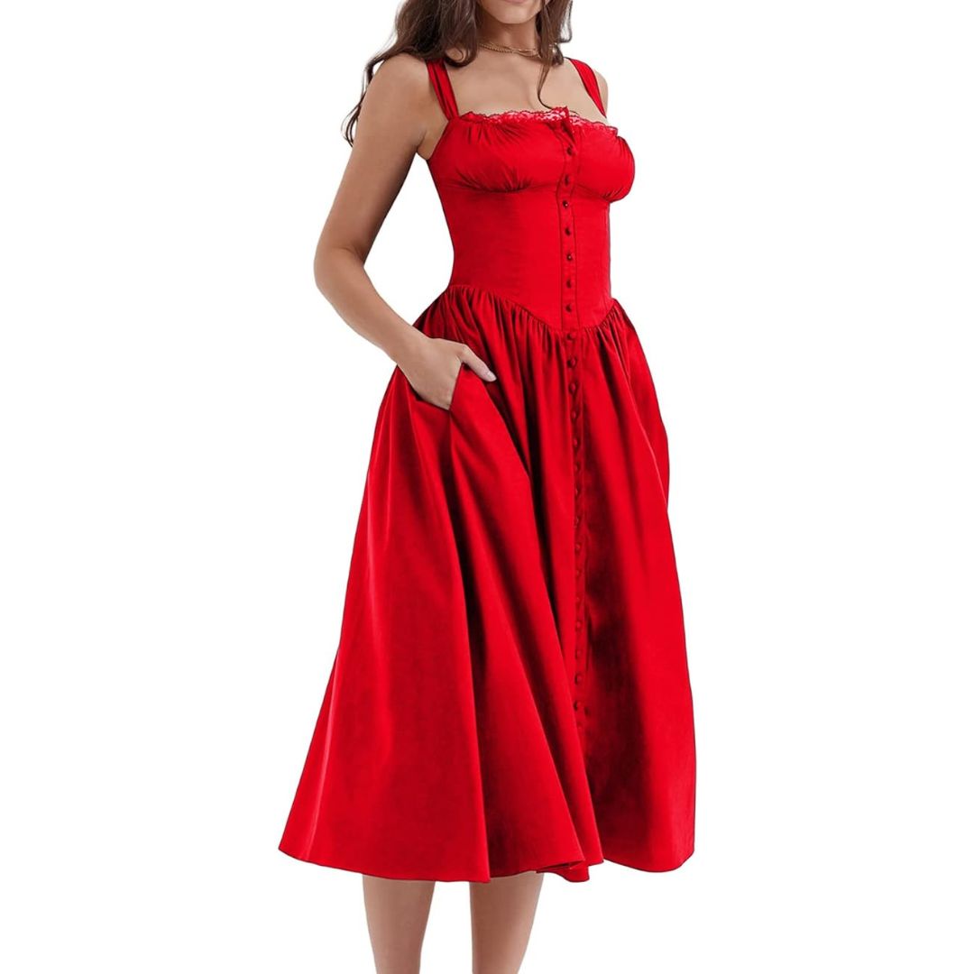 Eya | Schwarzes Midi-Sommerkleid