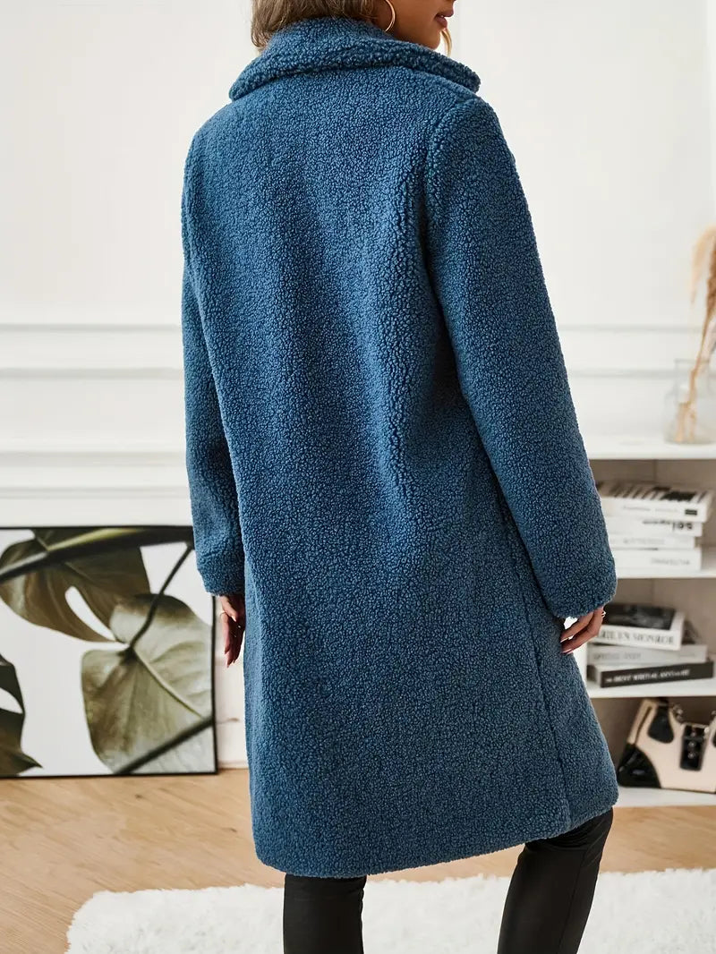 Langer | Eleganter langer Damenmantel aus Polyester, einfarbig