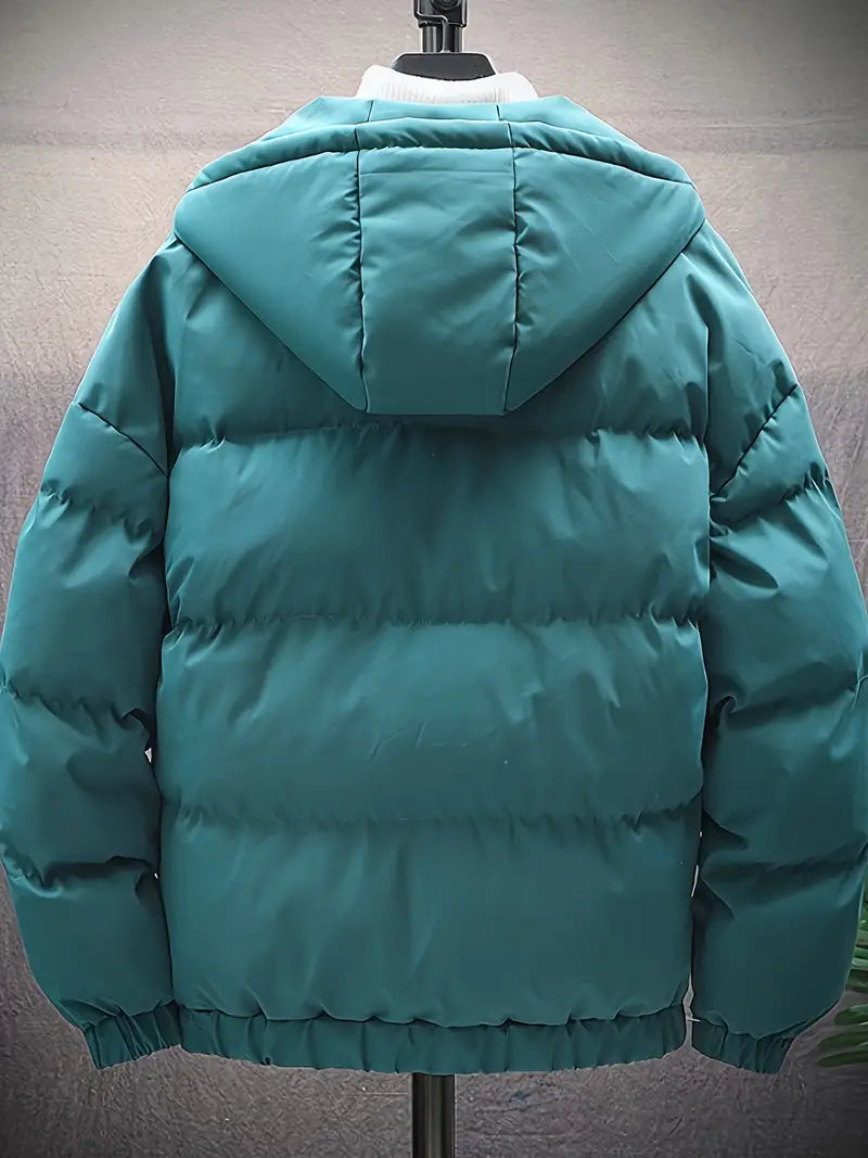 Heri | Herren-Wintermantel mit Kapuze im koreanischen Stil, feste Farbe, lockere Passform
