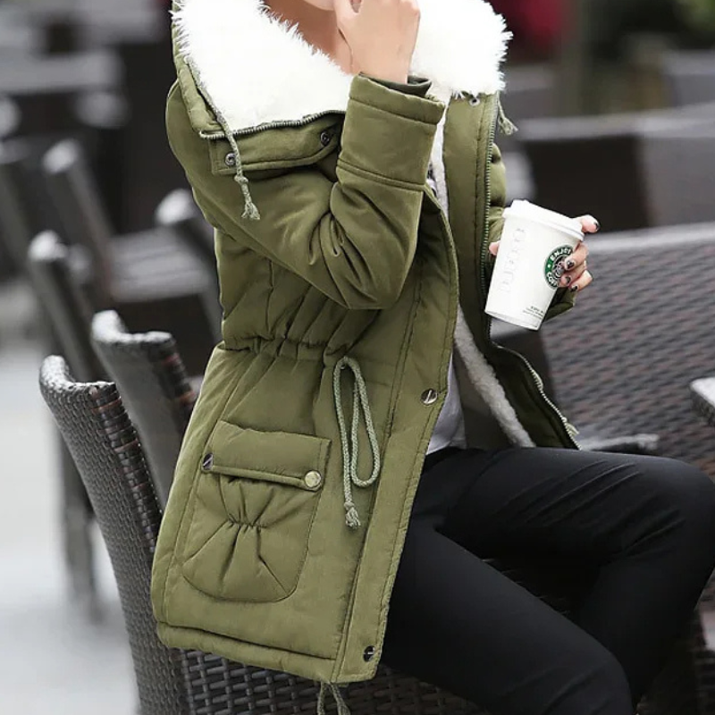 Zenovya | Winterparka für Damen mit Kapuze, Kordelzug und Polar-Fütterung, Elegant und Leicht