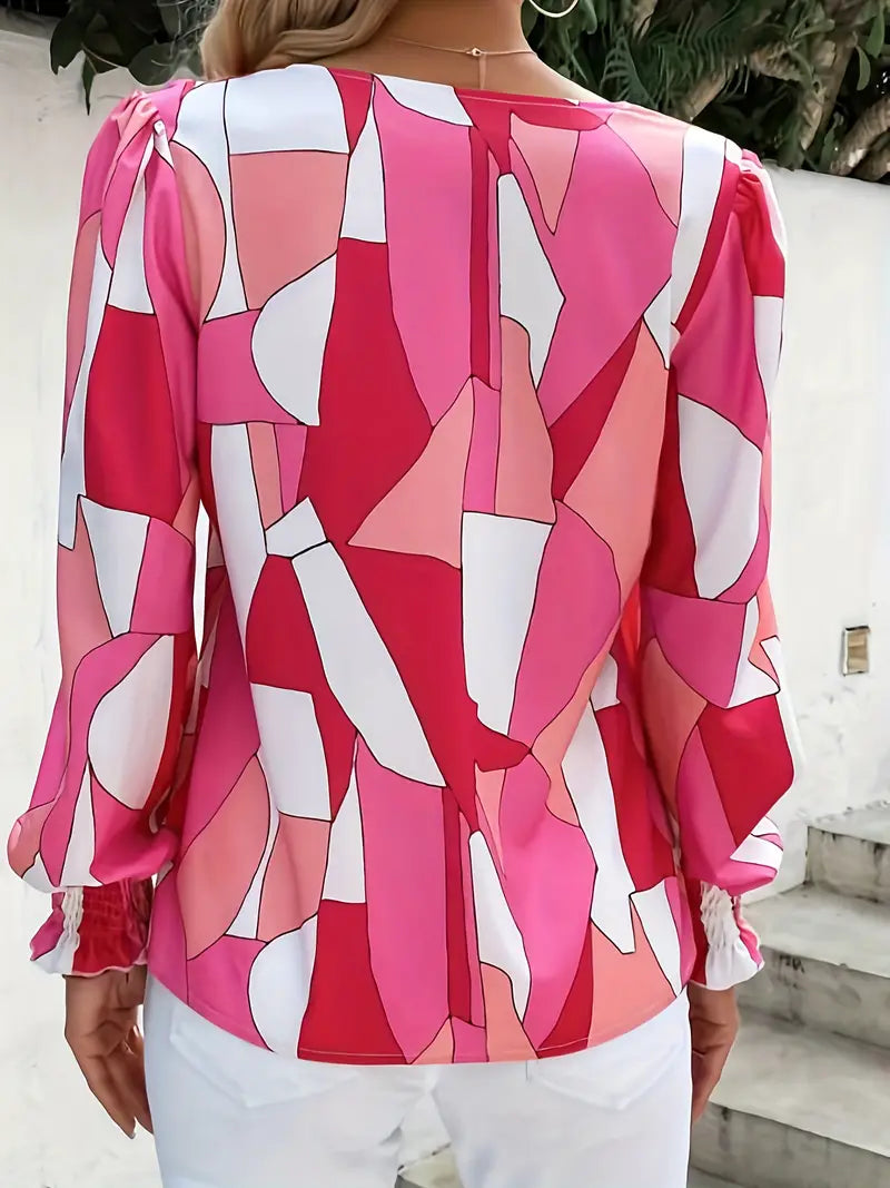 Georgina | Colorblock-Bluse mit V-Ausschnitt