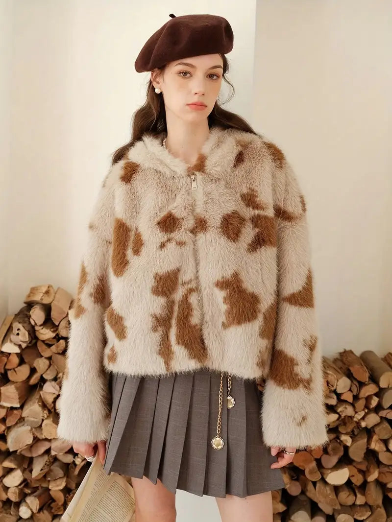 Such | Kuscheliger Plüsch-Mantel mit Kapuze für Frauen - dicke, warme Winter-Outdoor-Kleidung