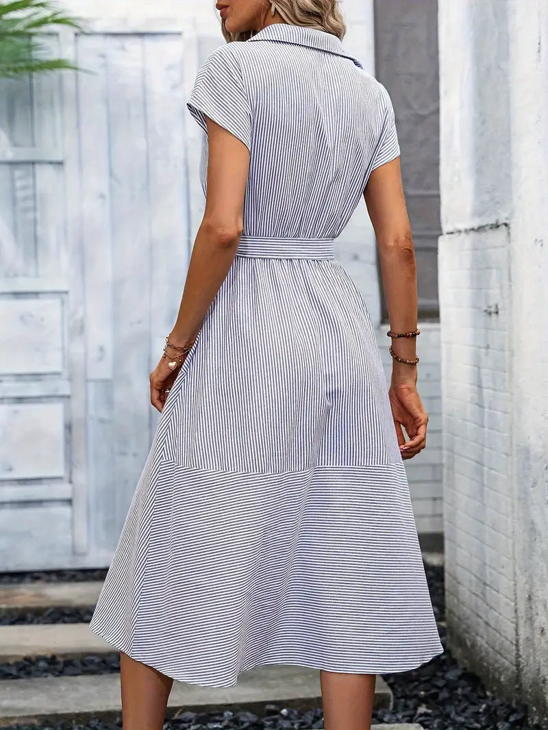 Strepie | Print Button Front Shirt Dress