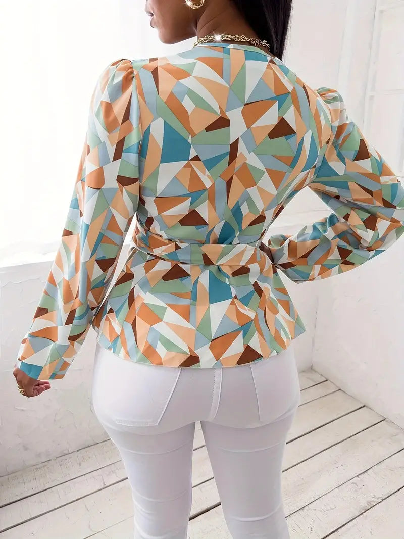 Chiara - Elegante Bluse mit langen Ärmeln und V-Ausschnitt für den Sommer