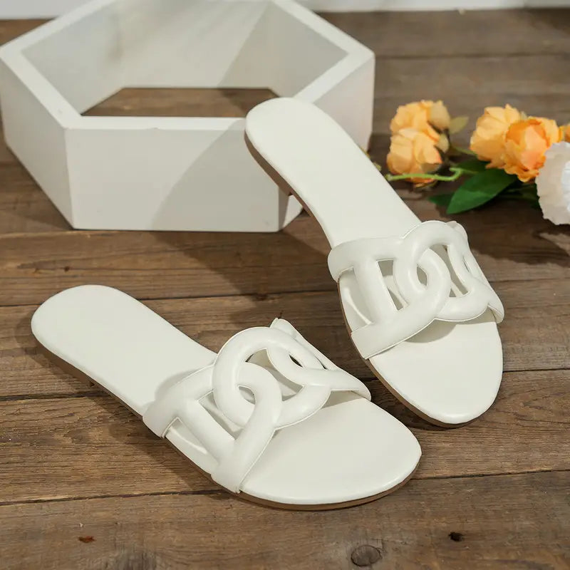 Quennie | Modische Flachsandalen mit offenen Zehen und Hohlmuster