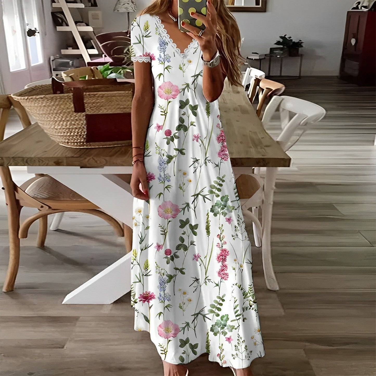 Edina | Langes Blumen-Kleid