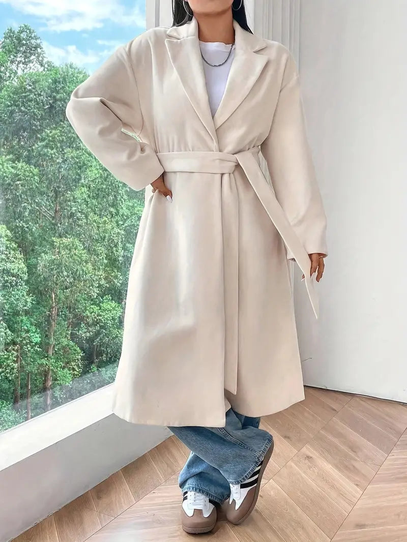 Plash | Plus Size Damen Casual Mantel mit Reverskragen und Gürtel