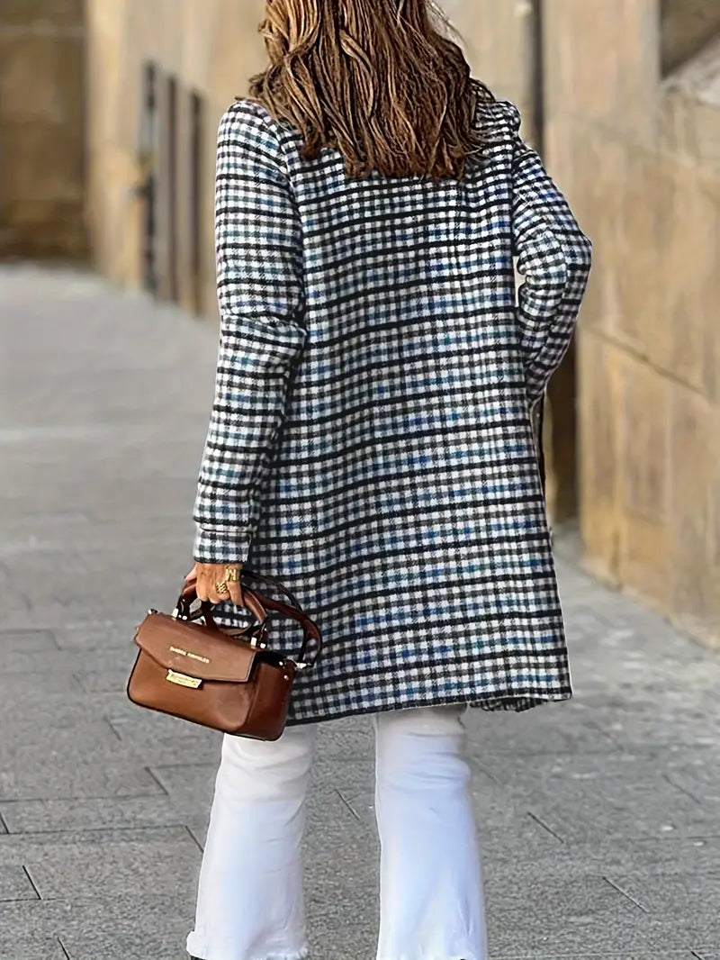 Tarte | Tartan Mantel mit langen Ärmeln und Knopfleiste für Damen, 100% Polyester