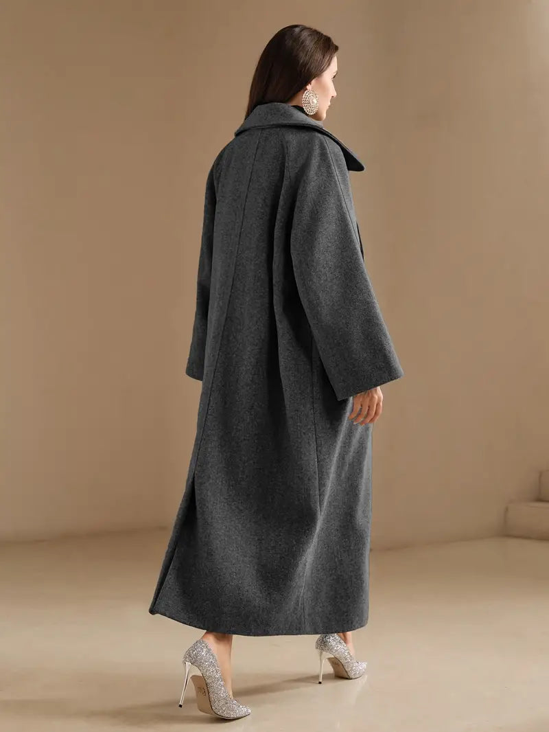 Lose | Eleganter langer Trenchcoat aus einer Mischung von Frauen – einfarbig