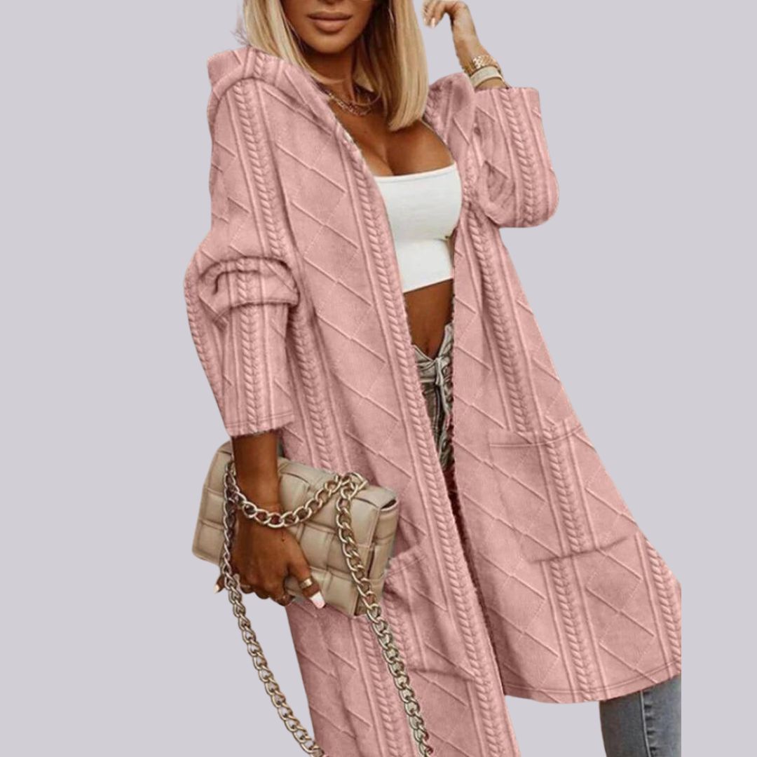 Uxue | Langer Cardigan mit Kapuze