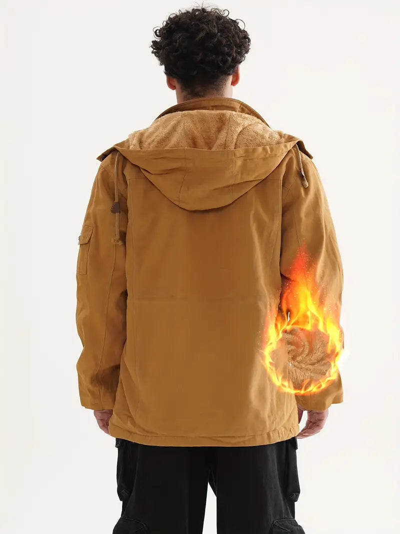 Steh | Lässiger Herren Trenchcoat aus Baumwolle mit kleinem Stehkragen, langärmelig