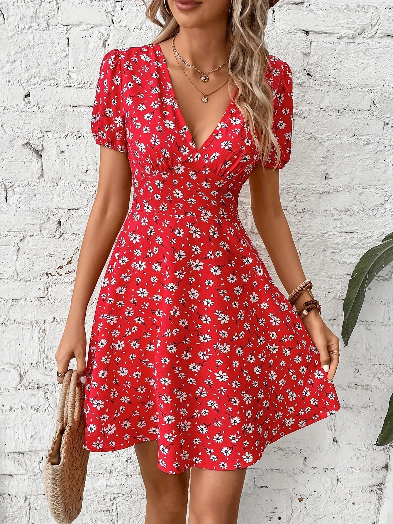 Demelza | Rotes Blumen Sommerkleid